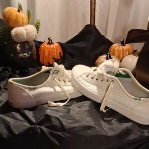 Keds White Sneakers with Green Details